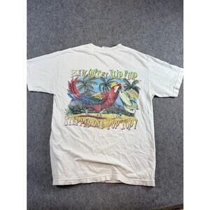 VTG Margaritaville Cancun Parrot Shirt Mens Medium White Jimmy Buffett Beach 90s